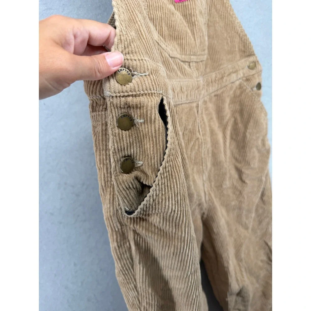 Empyre Tan Corduroy Overalls bib Straight Leg Skate Streetwear Tan Brown XL
